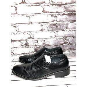 Via Spiga Delano Black Leather Pointed Loafers Dress Shoes Men’s sz 7M US/41.5EU